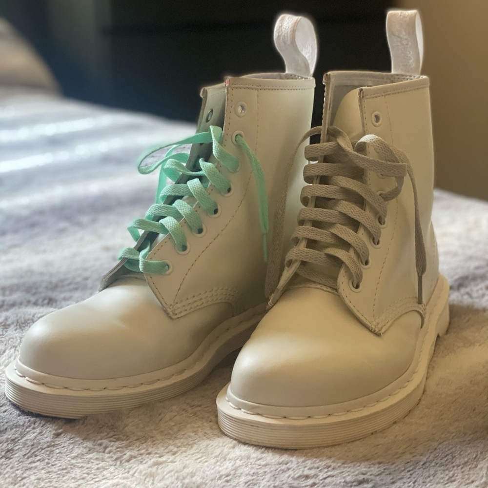 All white size 8 Dr. Martens